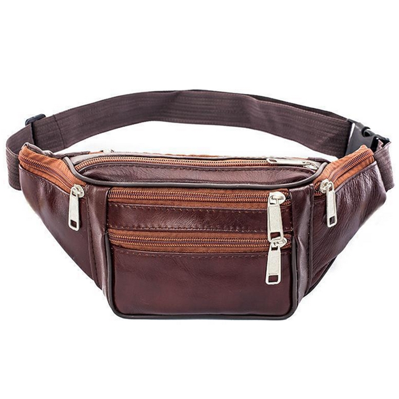 Leatherwork Belt - Кожаная мужская поясная нагрудная сумка, тонкая